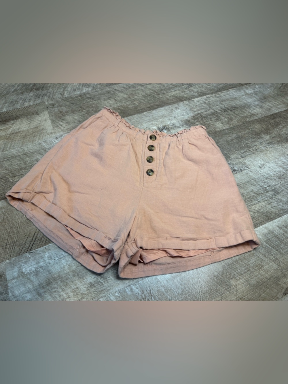 American Eagle Outfitters Blush Pink High-Waist Button-Front Shorts